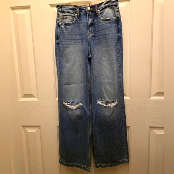 Sneak Peek Vintage Denim 90's Distressed Wide Leg High Rise- Size 25- NWT 💙 - Picture 1 of 6